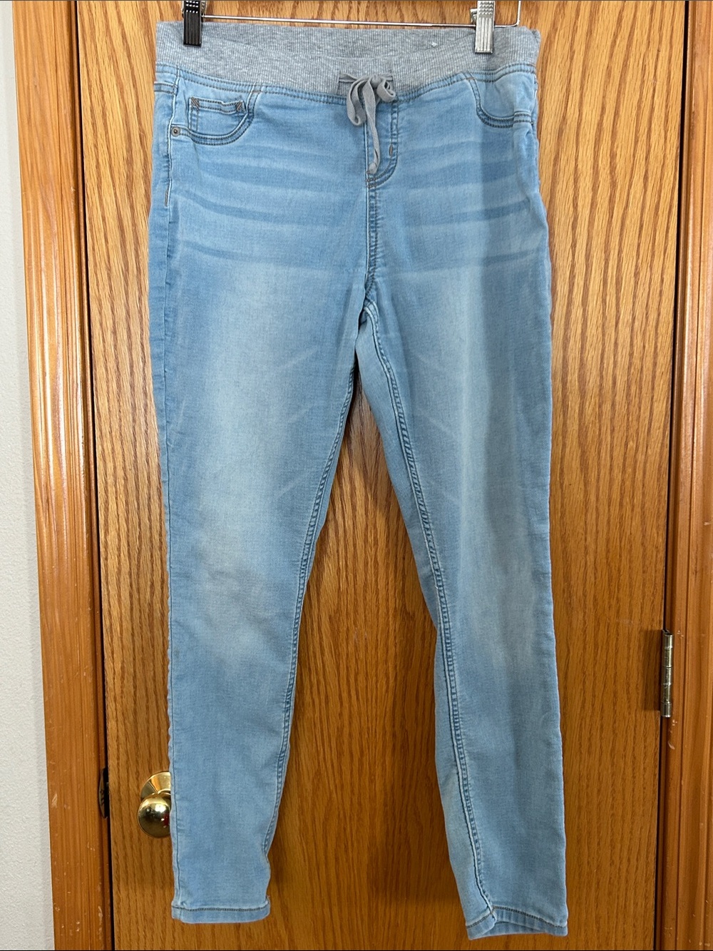 Justice Girls Light Blue Mid Rise Knit Waist Jeggings Sz 16 Plus